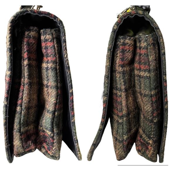 MUCROSS WEAVERS Irish Tweed Wool green & red Fiona Top Handle Crossbody - Picture 8 of 16